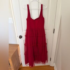 Adrianna Papell Red Tiered Midi Dress - NWOT